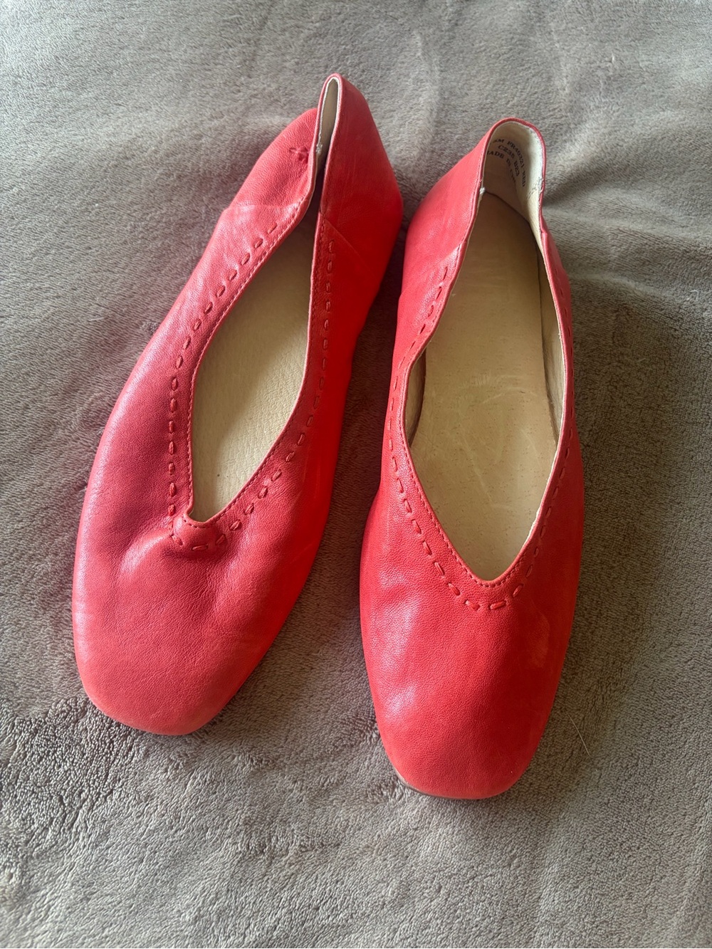 Frye Red Leather Slip-On Ballet Flats